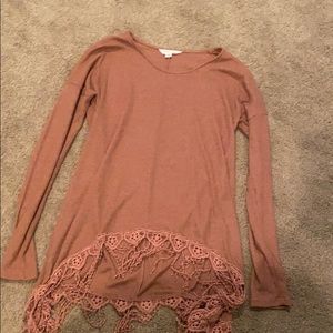 Sun and Shadow high-low oversized fringe shirt